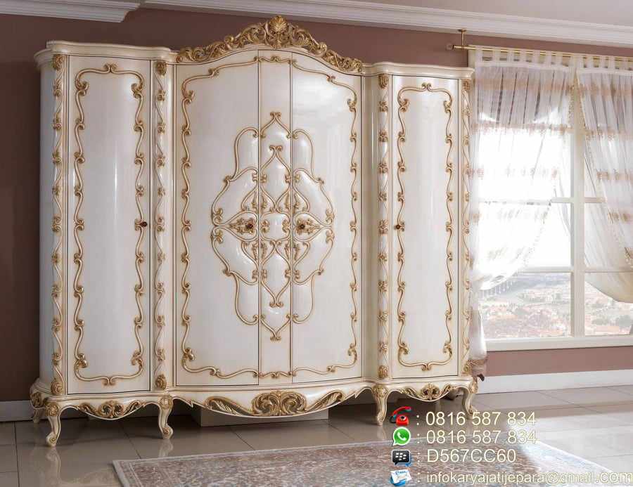 Lemari  Baju  Ukir Klasik Gold Modern  Murah  Furniture Jepara TOKO FURNITURE JEPARA ONLINE 